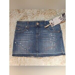 Vintage LEI Huela Mini Jean Skirt 30" Y2K Grunge Low Rise Raw Hem Summer Roberts
